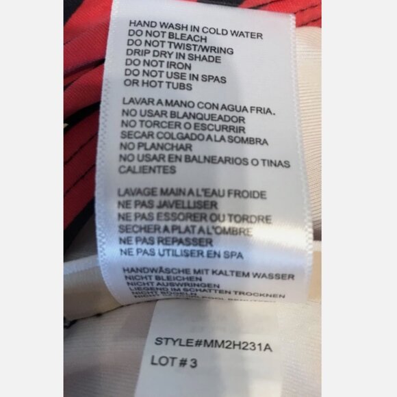 MICHAEL KORS NAVY RED STRIPE ONE PIECE SWIM BATHING SUIT WOMENS SIZE 10 BANDEAU - Picture 10 of 11